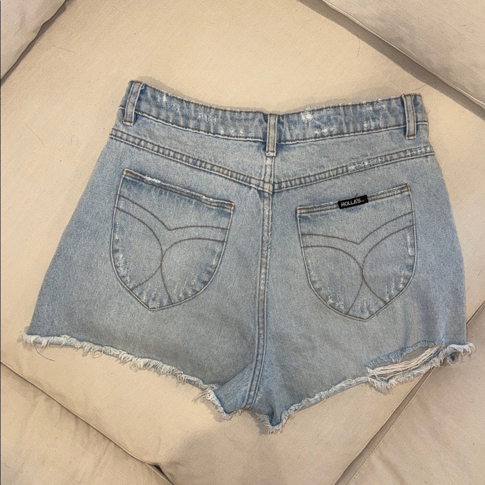 ROLLA'S Light Blue Distressed Jean Shorts - Picture 3 of 4